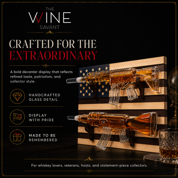 2 Gun Whiskey Decanters Set Ar15 And Ak47 Gun Decanter 1000ML American Flag Wall Rack By The Wine Sa