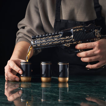 Hand Painted Pistol Whiskey Wine Decanter By Black Gold Whiskey Decanter 3 Bullet Sh