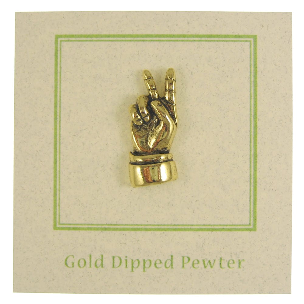 Peace Hand Sign Gold Lapel Pin