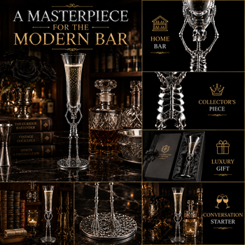 Skeleton Champagne Flute Glass Single 7 5OZ Halloween Skeleton Glasses 10 H Goth Gifts Skeleton Gift