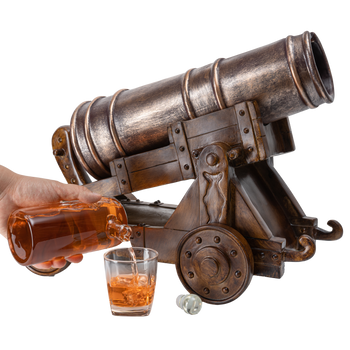 Cannon Wine Whiskey Decanter Set With Cannon Ball Whiskey Chillers 21 L By
