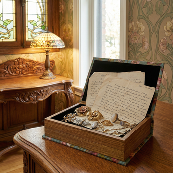 Floral Nouveau Book Box Set Of 2 | Vintage Designs Book Shaped Trinket Storage Box