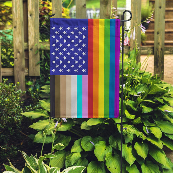 "For All" Rainbow U.S. Garden Flag