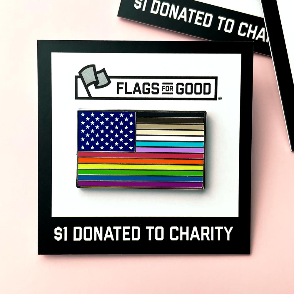 "For All" Rainbow USA Pride Flag Enamel Pin