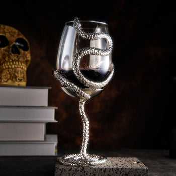 Stemmed Snake Wine Glass Single 19OZ Spooky Reptile Glasses 10 H Goth Gifts Skeleton Gifts Skeleton