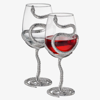 Stemmed Snake Wine Glass Set Of 2 19OZ Spooky Reptile Glasses 10 H Goth Gifts Skeleton Gifts Skeleto
