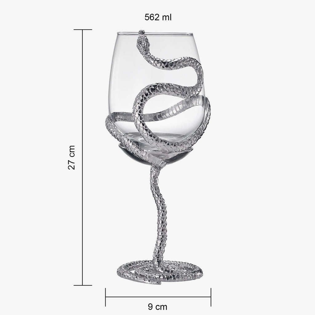 Stemmed Snake Wine Glass Set Of 2 19OZ Spooky Reptile Glasses 10 H Goth Gifts Skeleton Gifts Skeleto