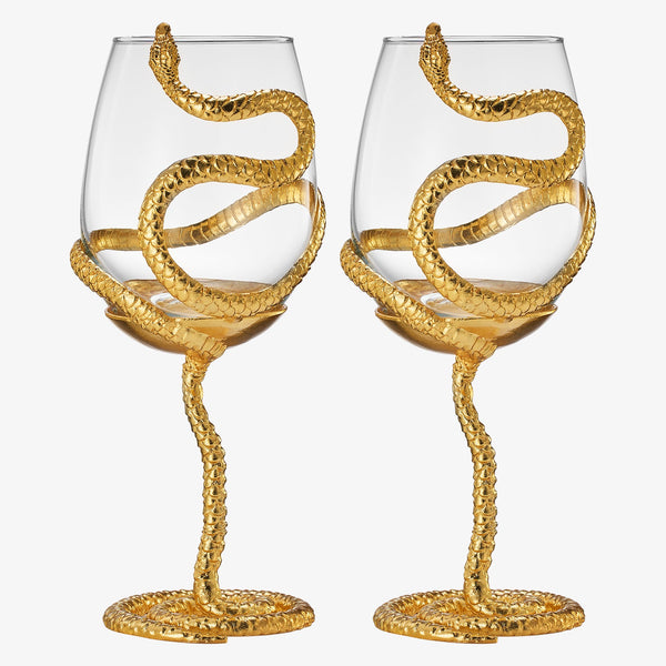 Stemmed Snake Wine Glass Set Of 2 19OZ Spooky Reptile Glasses 10 H Goth Gifts Skeleton Gifts Skeleto