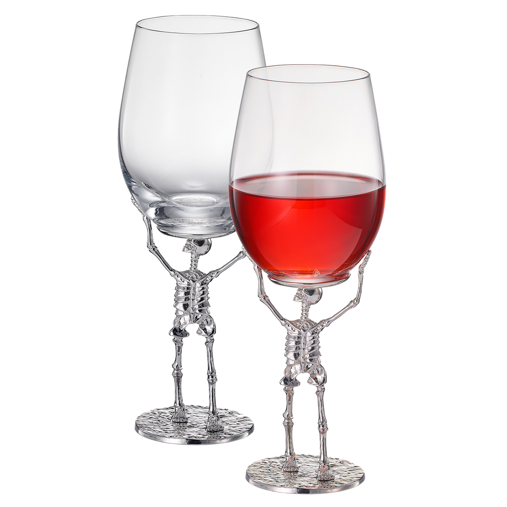 Stemmed Skeleton Wine Glass Set Of 2 19OZ Halloween Skeleton Glasses 10 H Goth Gifts Skeleton Gifts