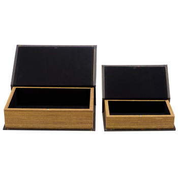 Hidden Garden Book Box Set of 2 | Decorative Vintage Book Mushrooms & Florals Design Storage Organizer