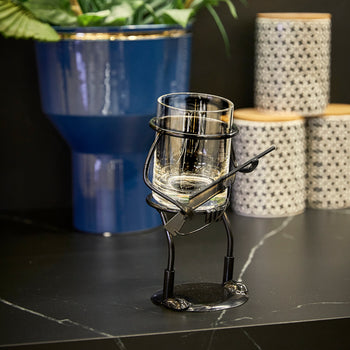 Rifle Hunter Whiskey Glass Bullet Glass Metal Cup Holder Guns Whiskey Scotch Liquor Cup Holder Holds