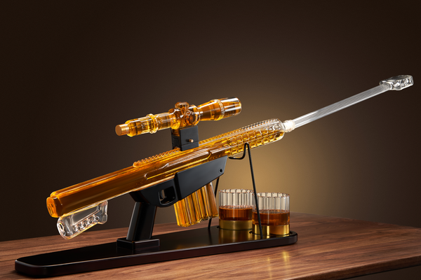 Whiskey Decanter Set Sniper Liquor Decanter Silencer Stopper Ml 2 12OZ Glasses Unique Gift Drinking