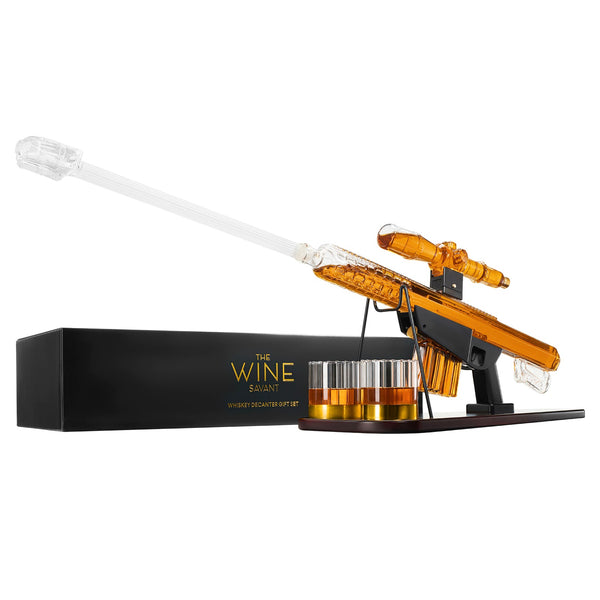Whiskey Decanter Set Sniper Liquor Decanter Silencer Stopper Ml 2 12OZ Glasses Unique Gift Drinking