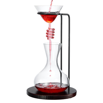 Wine Tower Decanting Aerator Set By Unique Wine Decanter 2 Aerating Parts Upper Lowe