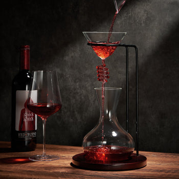 Wine Tower Decanting Aerator Set By Unique Wine Decanter 2 Aerating Parts Upper Lowe