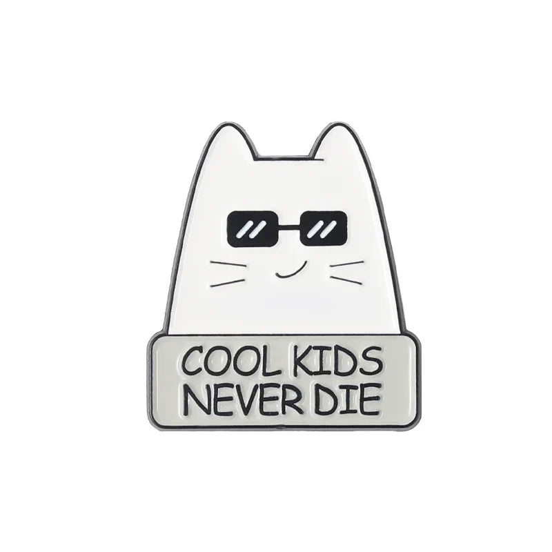 Cartoon Cat Enamel Pin I'm Fine Quote Lapel Brooch Jewelry Gift