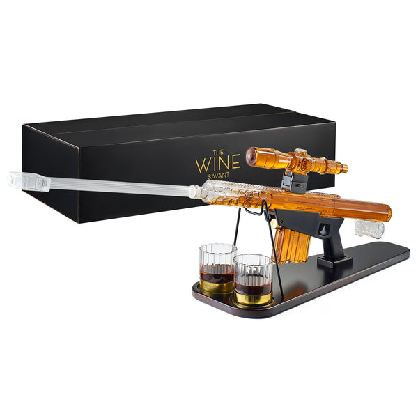 Whiskey Decanter Set Sniper Liquor Decanter Silencer Stopper Ml 2 12OZ Glasses Unique Gift Drinking