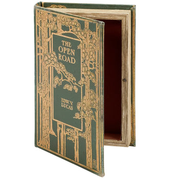The Open Road Vintage Book Box | Trees Book Shaped Storage Stash Trinket Box