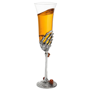 Stemmed Single Skeleton Champagne Glasses Single Glass 7OZ Skeleton Glasses 9 H Goth