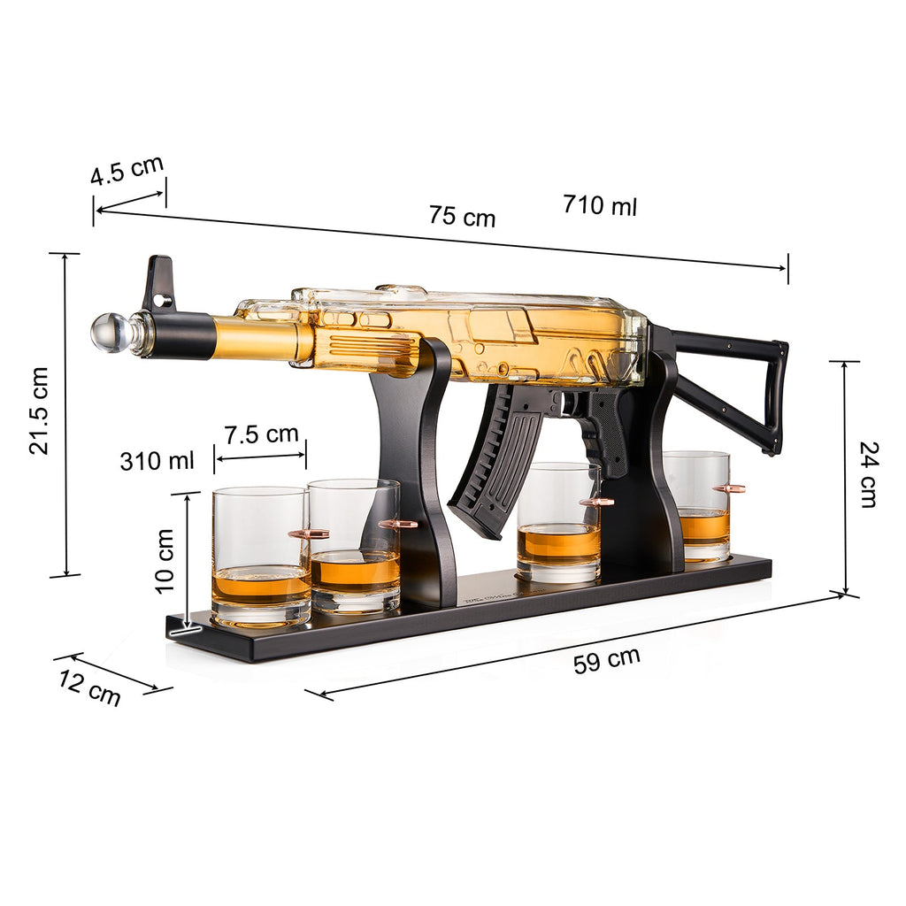 Gun Whiskey Decanter Set Limited Edition Silencer Stopper 710 Ml 4 10 5OZ Bullet Glasses Unique Gift