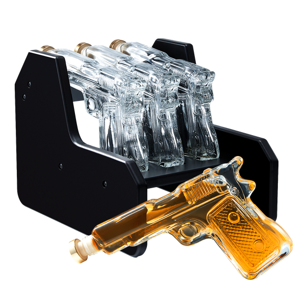 Gifts For Men Dad Whiskey Decanter Set 9 Oz With Three 2 Oz Glasses Pistol Gun Unique Birthday Gift