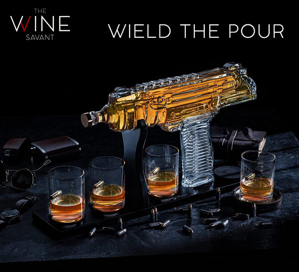 Uzi Whiskey Decanter Premium Barware Gift Elegant Drinkware Collection