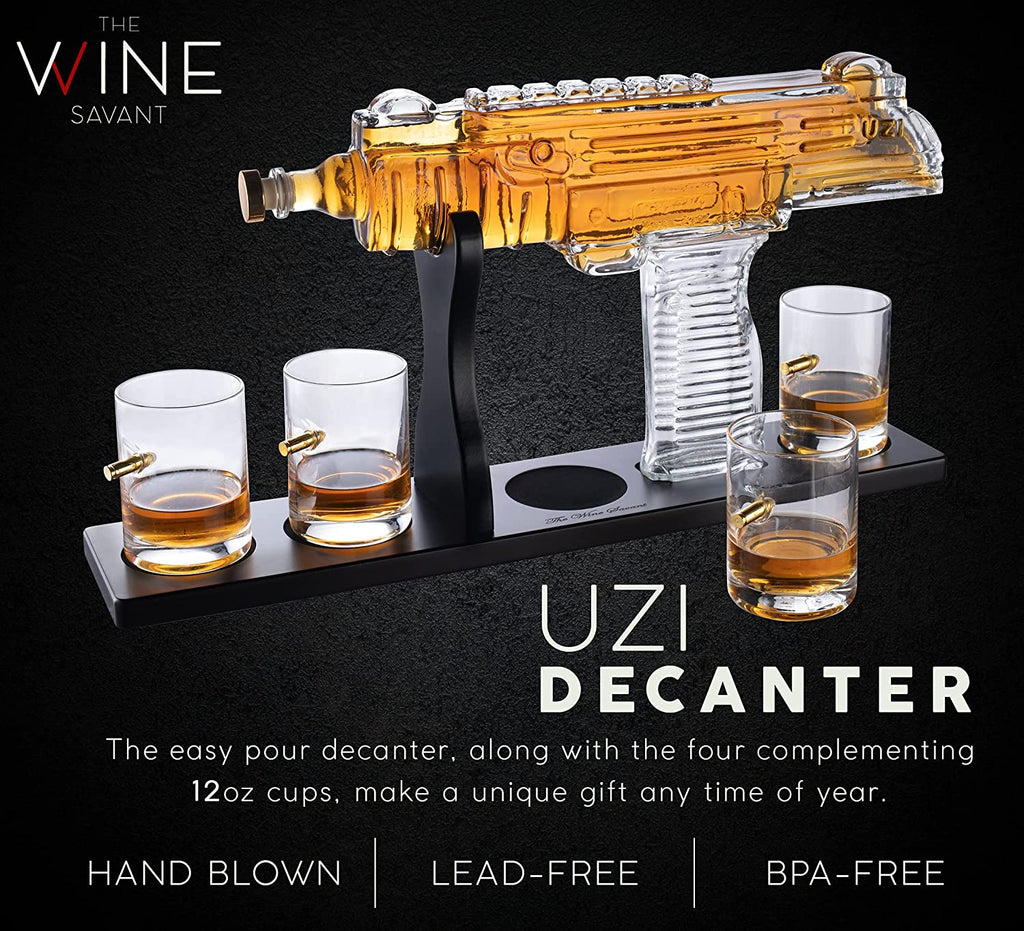 Uzi Whiskey Decanter Premium Barware Gift Elegant Drinkware Collection