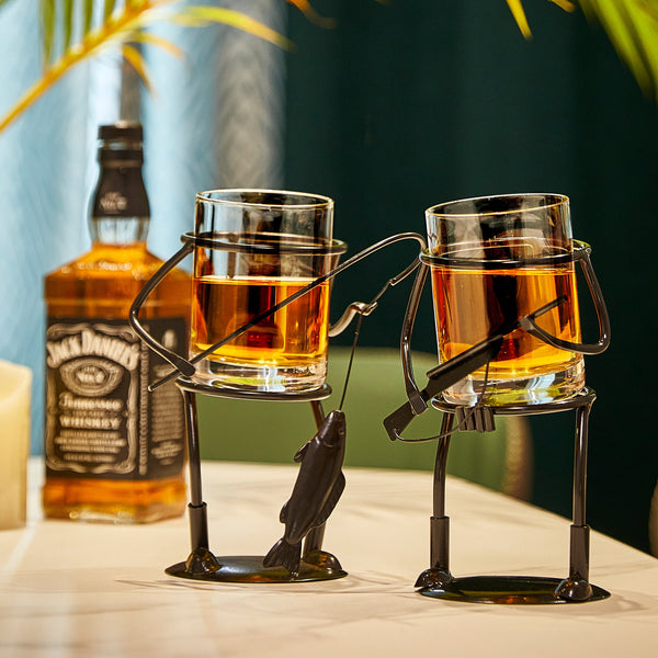 Rifle Hunter Whiskey Glass Bullet Glass Metal Cup Holder Guns Whiskey Scotch Liquor Cup Holder Holds