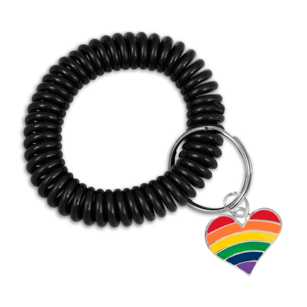 12 Pack Gay Pride Elastic Keychain Bracelets (Pick Your Charm) - 12 Keychains