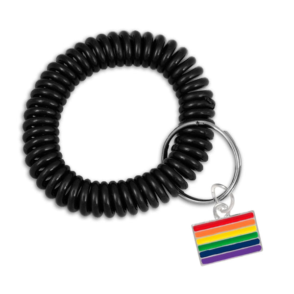 12 Pack Gay Pride Elastic Keychain Bracelets (Pick Your Charm) - 12 Keychains