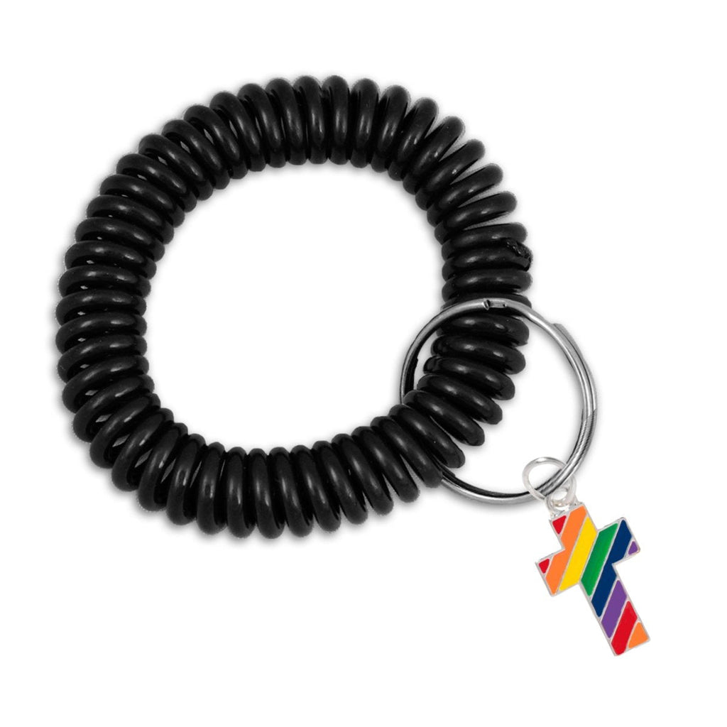 12 Pack Gay Pride Elastic Keychain Bracelets (Pick Your Charm) - 12 Keychains