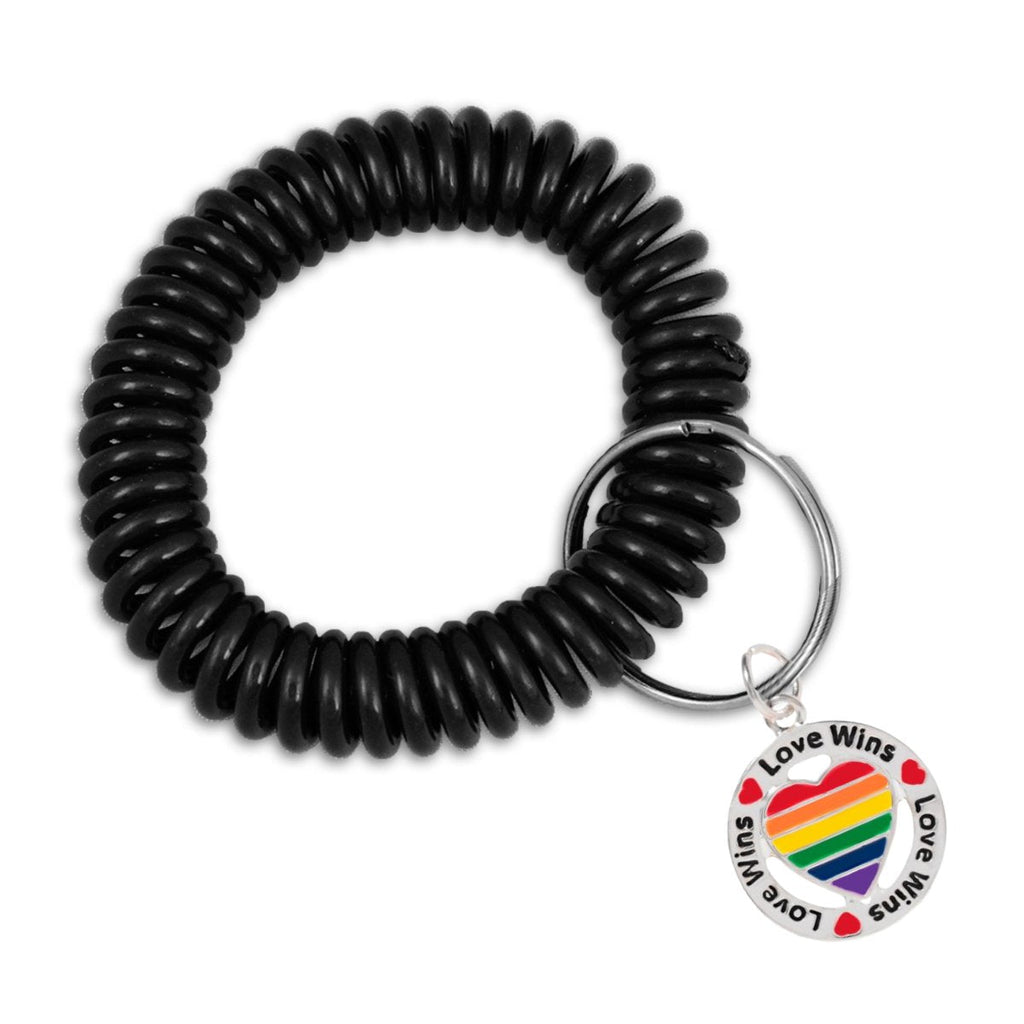 12 Pack Gay Pride Elastic Keychain Bracelets (Pick Your Charm) - 12 Keychains