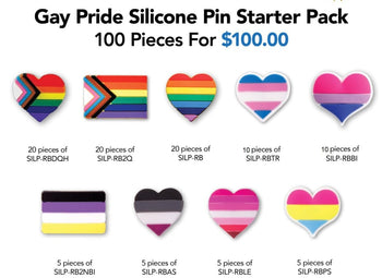 Gay Pride Silicone Pin Variety Pack Bundle (100 Pieces)