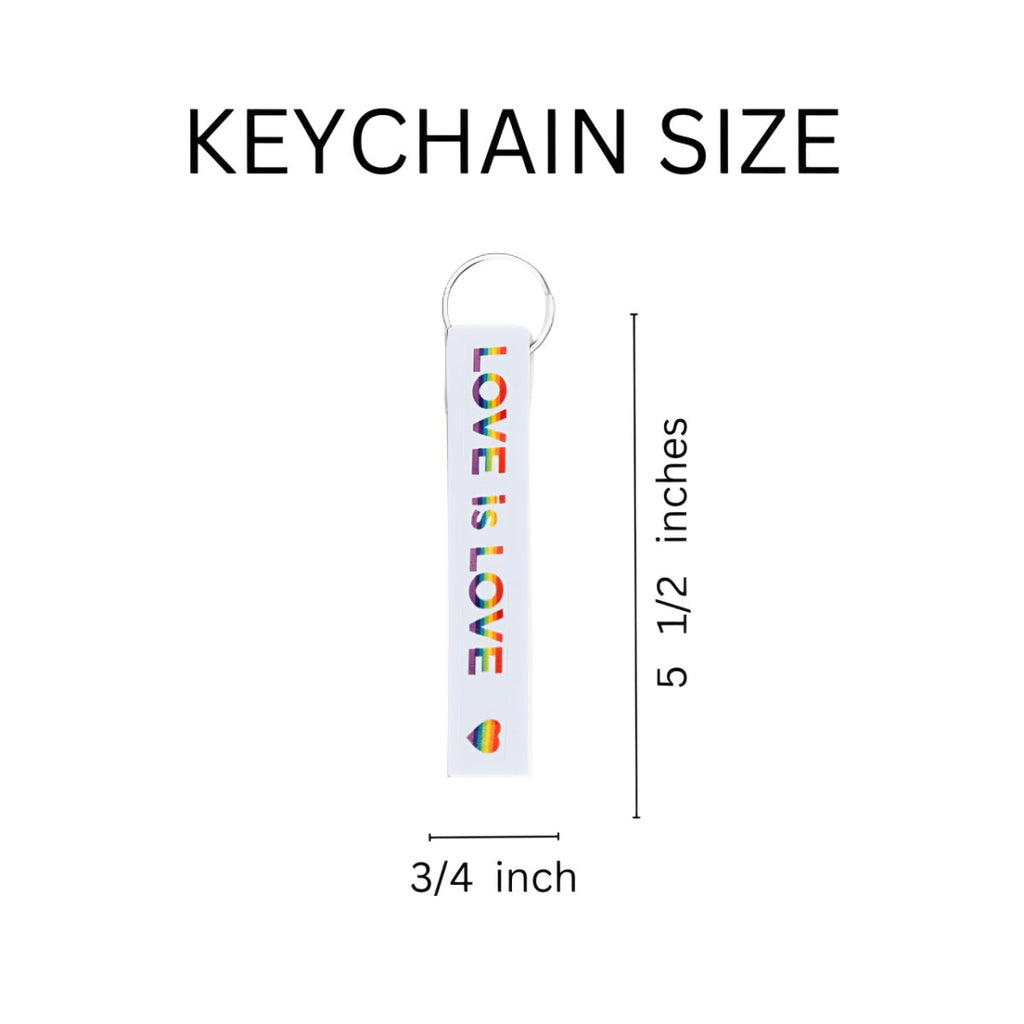 50 Pack Love Is Love Gay Pride Lanyard Style Keychains (50 Keychains)