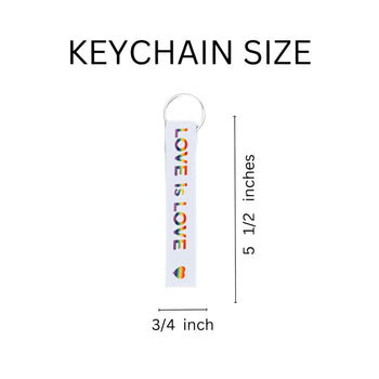 50 Pack Love Is Love Gay Pride Lanyard Style Keychains (50 Keychains)