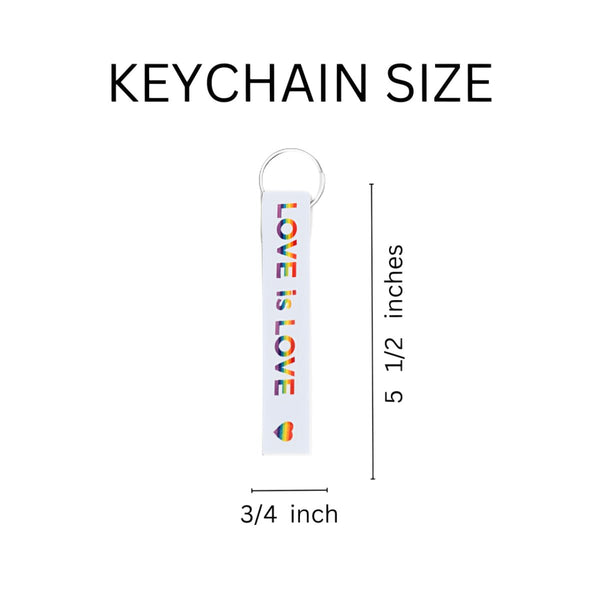 50 Pack Love Is Love Gay Pride Lanyard Style Keychains (50 Keychains)
