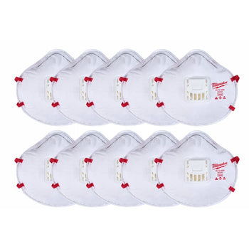 Milwaukee N95 Respirator Valved White 10 pk