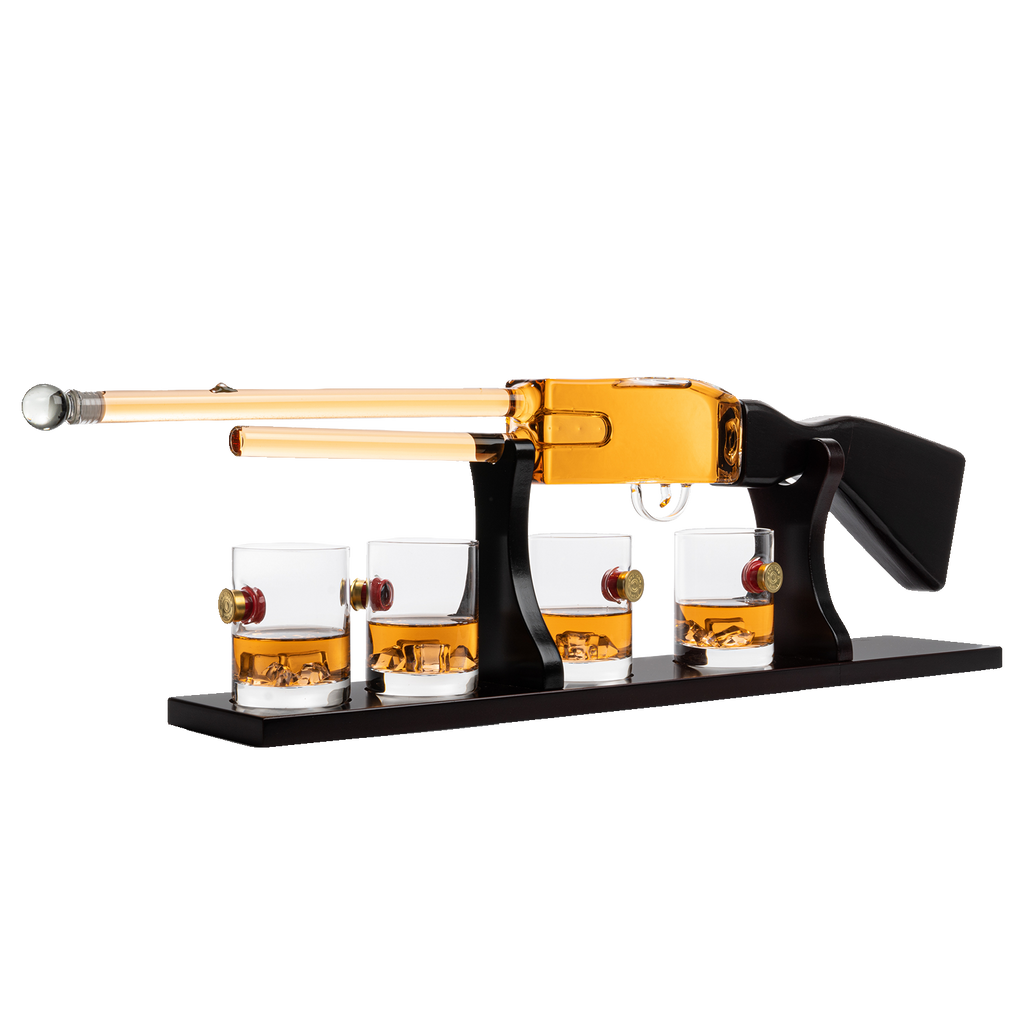 Shotgun Wine Whiskey Decanter Set 20OZ With Bullet Glasses By Firearm Shooting Gun G