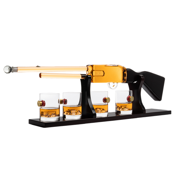 Shotgun Wine Whiskey Decanter Set 20OZ With Bullet Glasses By Firearm Shooting Gun G