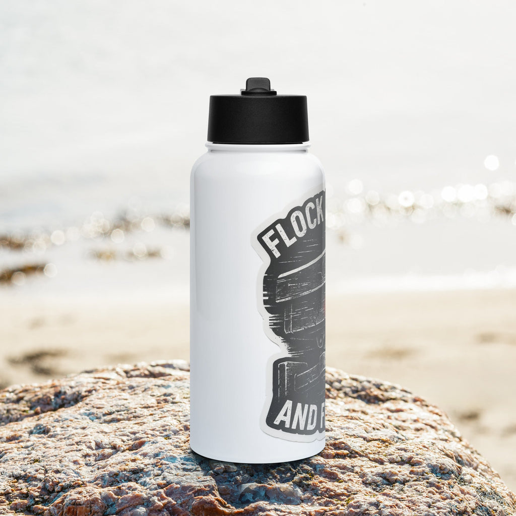 Flock around and Find out - deflock.me Stainless steel water bottle with a straw lid