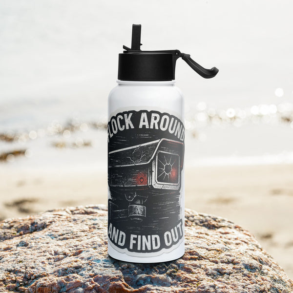 Flock around and Find out - deflock.me Stainless steel water bottle with a straw lid