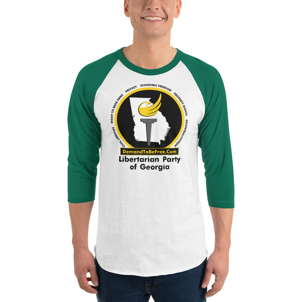 Libertarian Party of Georgia 3/4 sleeve raglan shirt