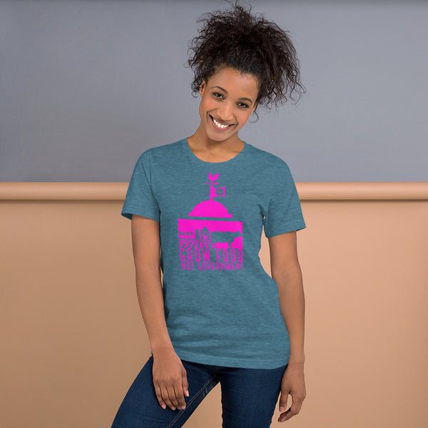 Grow Food Not Government Short-Sleeve Unisex T-Shirt - Proud Libertarian - Peace Love Liberty