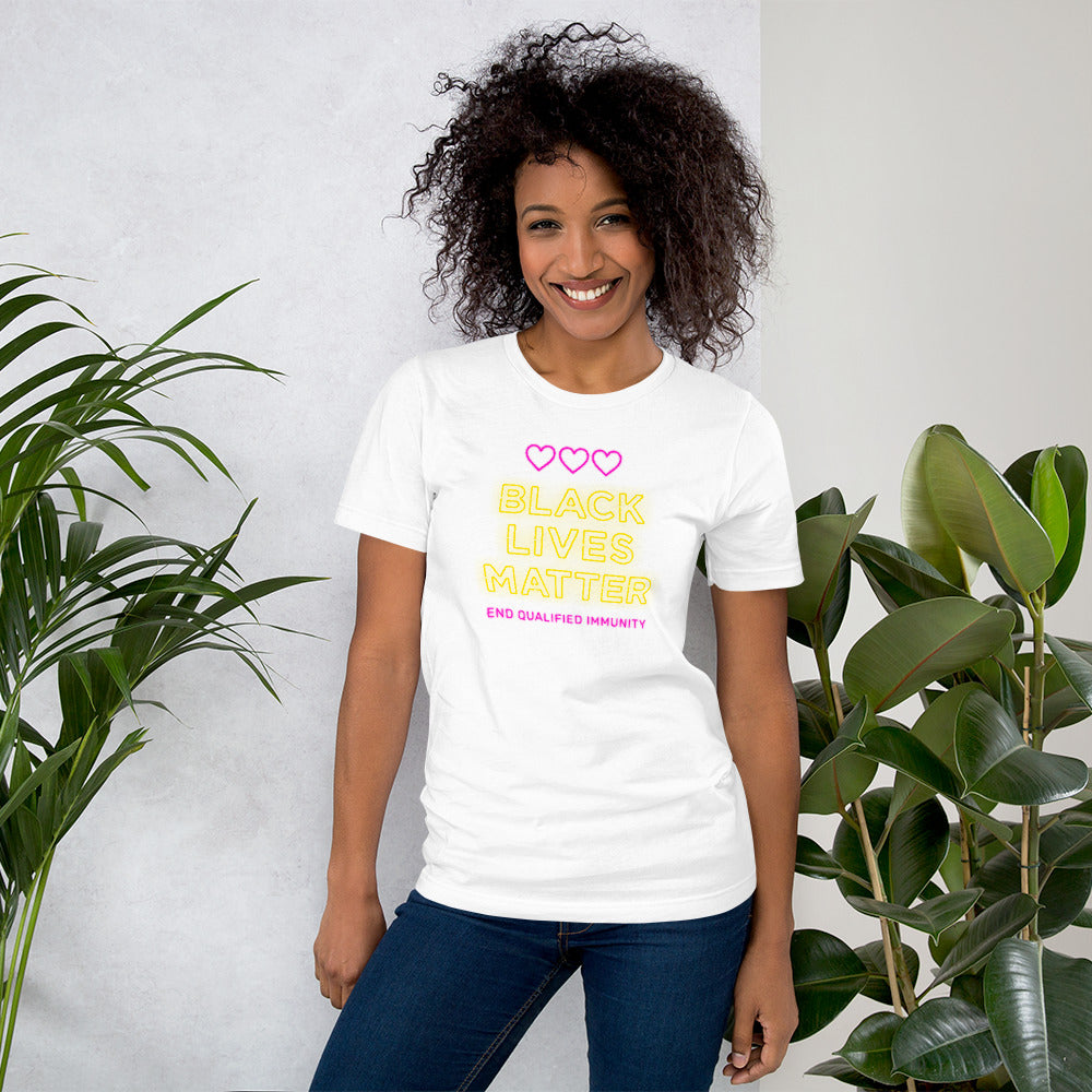 Black Lives matter Neon Short-Sleeve Unisex T-Shirt - Proud Libertarian - Peace Love Liberty