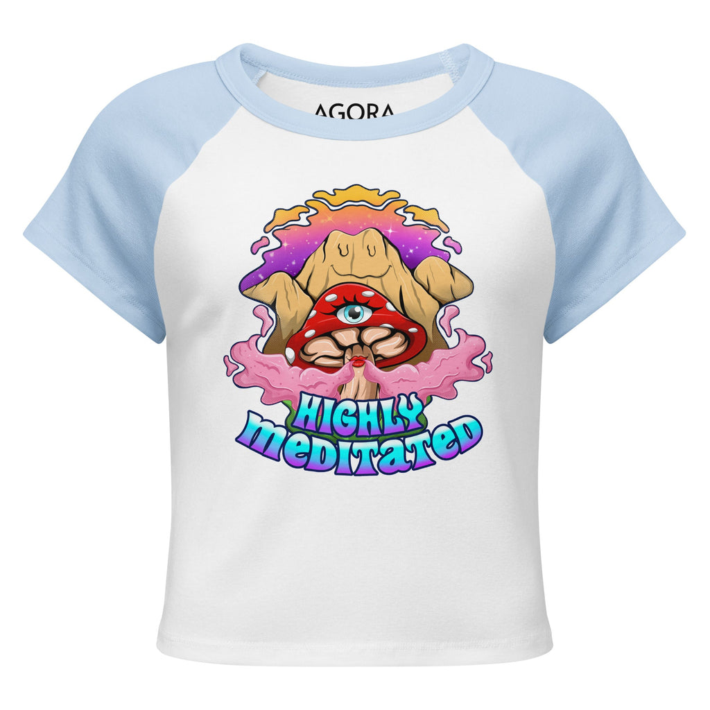 Highly Meditated Mushmore Women’s micro rib raglan baby tee