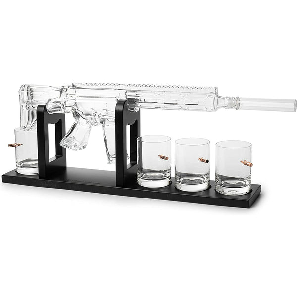 AR15 Whiskey Gun Decanter Set 1000 ml & 4 12oz Bullet Glasses by The Wine Savant - Proud Libertarian - The Wine Savant