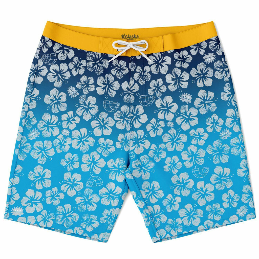 Alaska Libertarian Hawaiian Board Shorts - With Igloos and Porcupines - Proud Libertarian - Alaska Libertarian Party