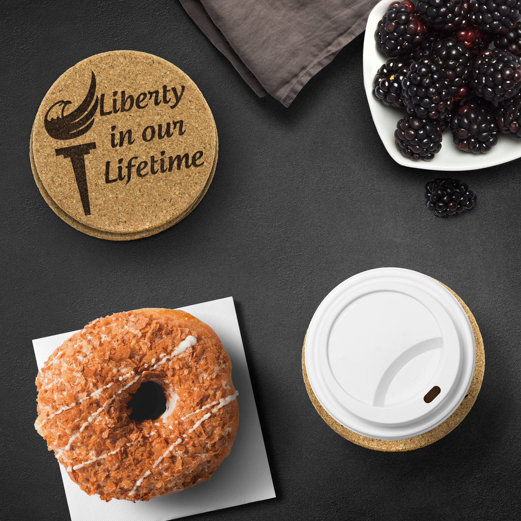 Liberty in Our Lifetime Alaska LP Cork Coasters - Proud Libertarian - Alaska Libertarian Party