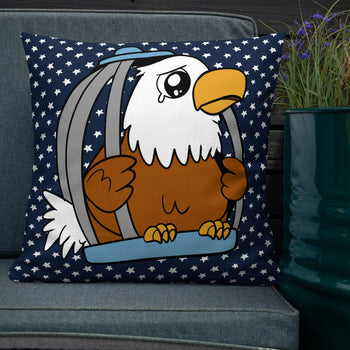 Caged Freedom Cartoon Pillow - Proud Libertarian - Cartoons of Liberty