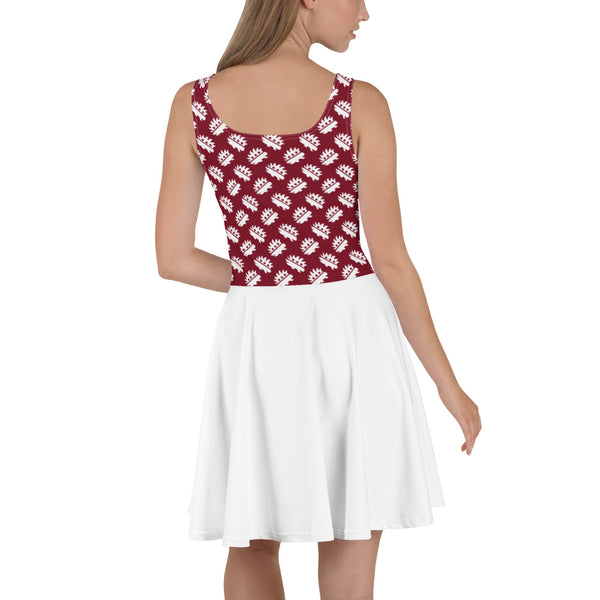 Maroon Porcupine Skater Dress (White) - Proud Libertarian - Proud Libertarian